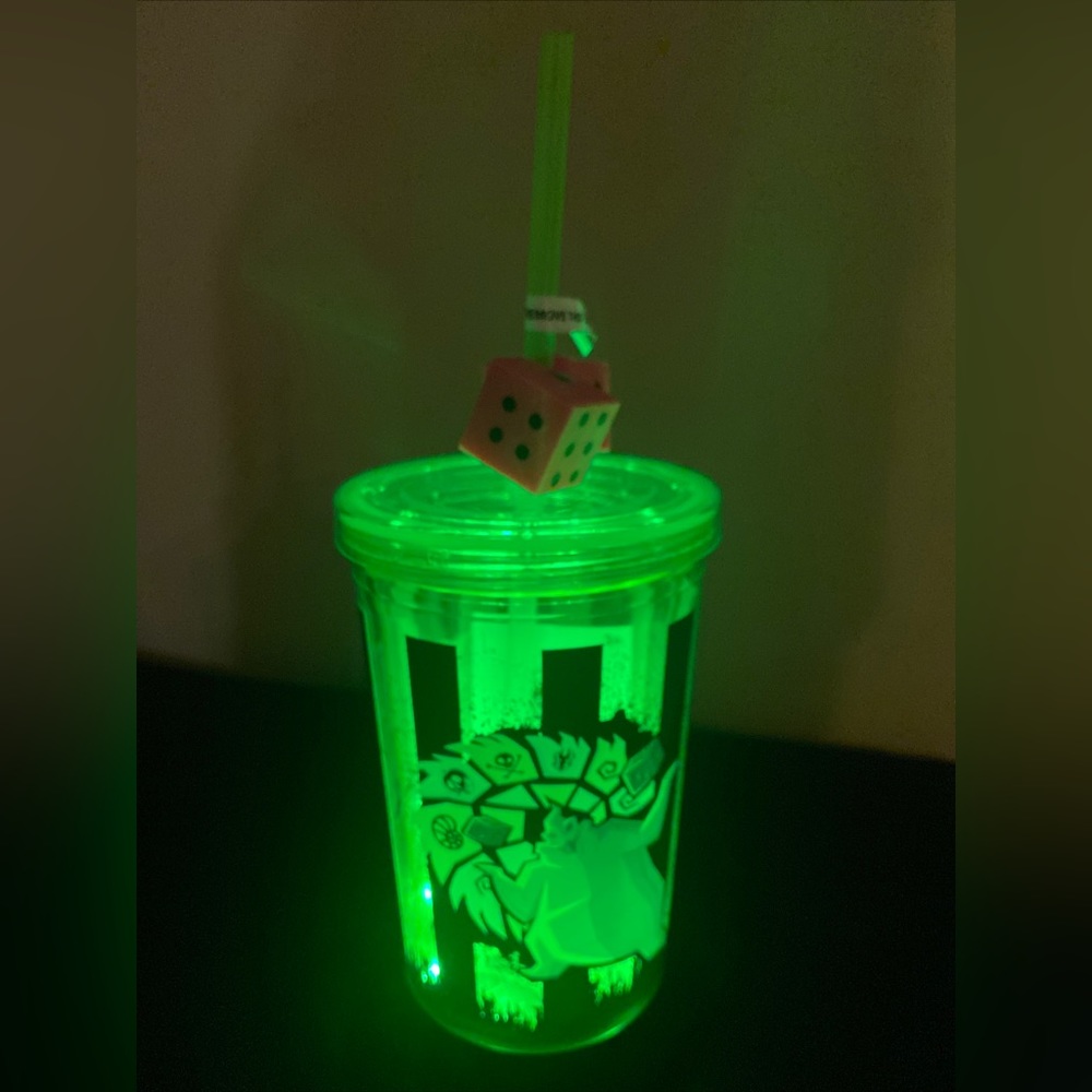 Disney Parks DCA Oogie Boogie Bash Drink Tumbler Cup Lid Dice Straw Lights NEW